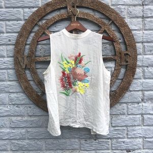 Floral high neck tank with open back